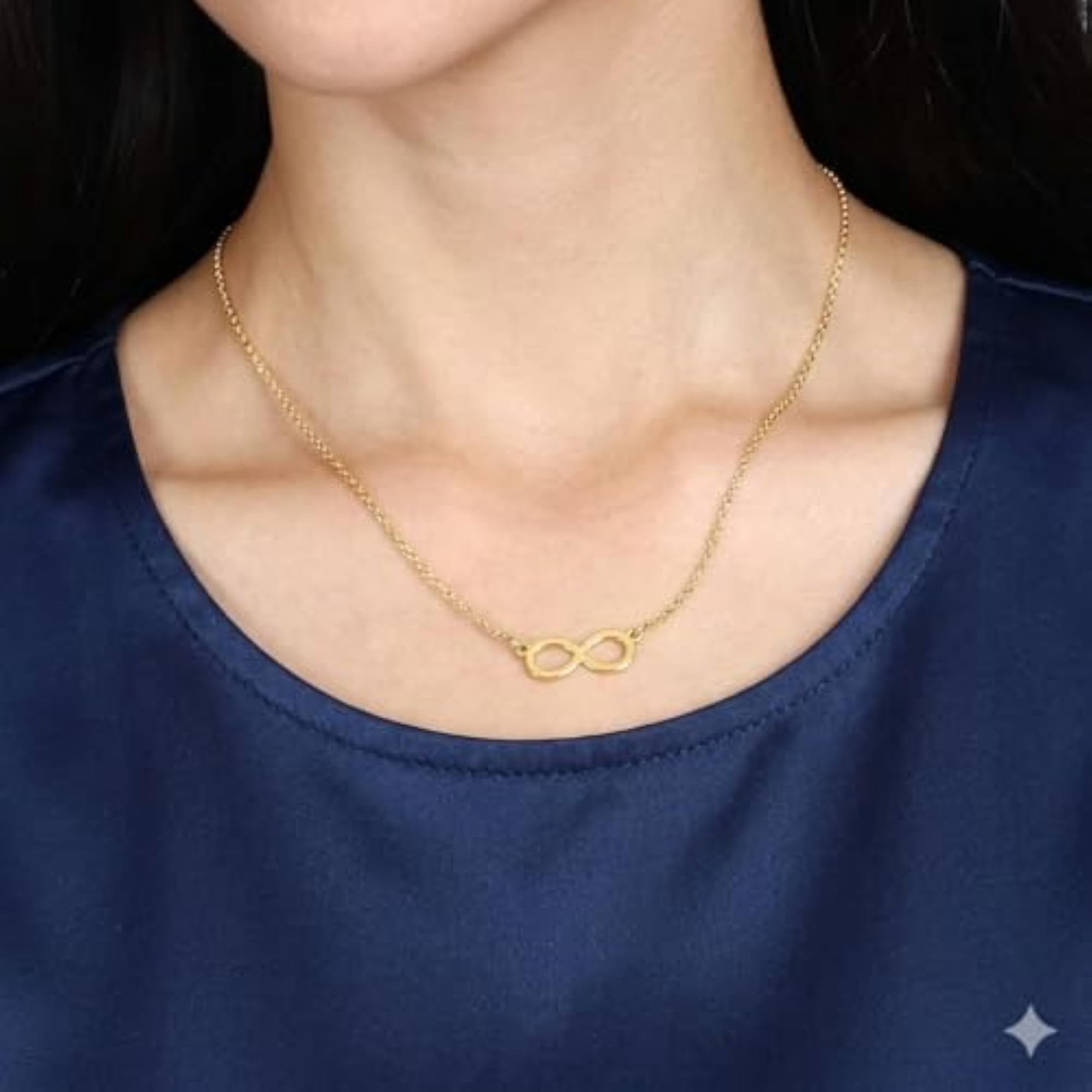 Gold Tone Infinity Symbol Pendant Necklace, Minimalist Style